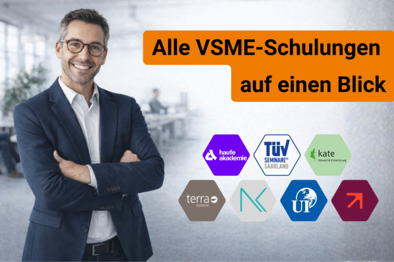 VSME-Weiterbildungen im Überblick - von Schulungen über Zertifikatslehrgängen bis hin zu Weiterbildungen findest du sie hier alle auf einen Blick